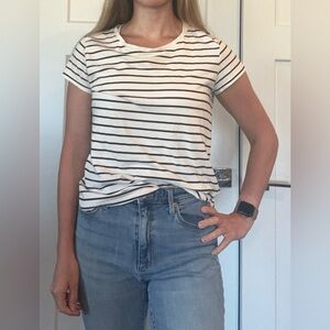 H&M Black and White Fitted Short Sleeve T-Shirt